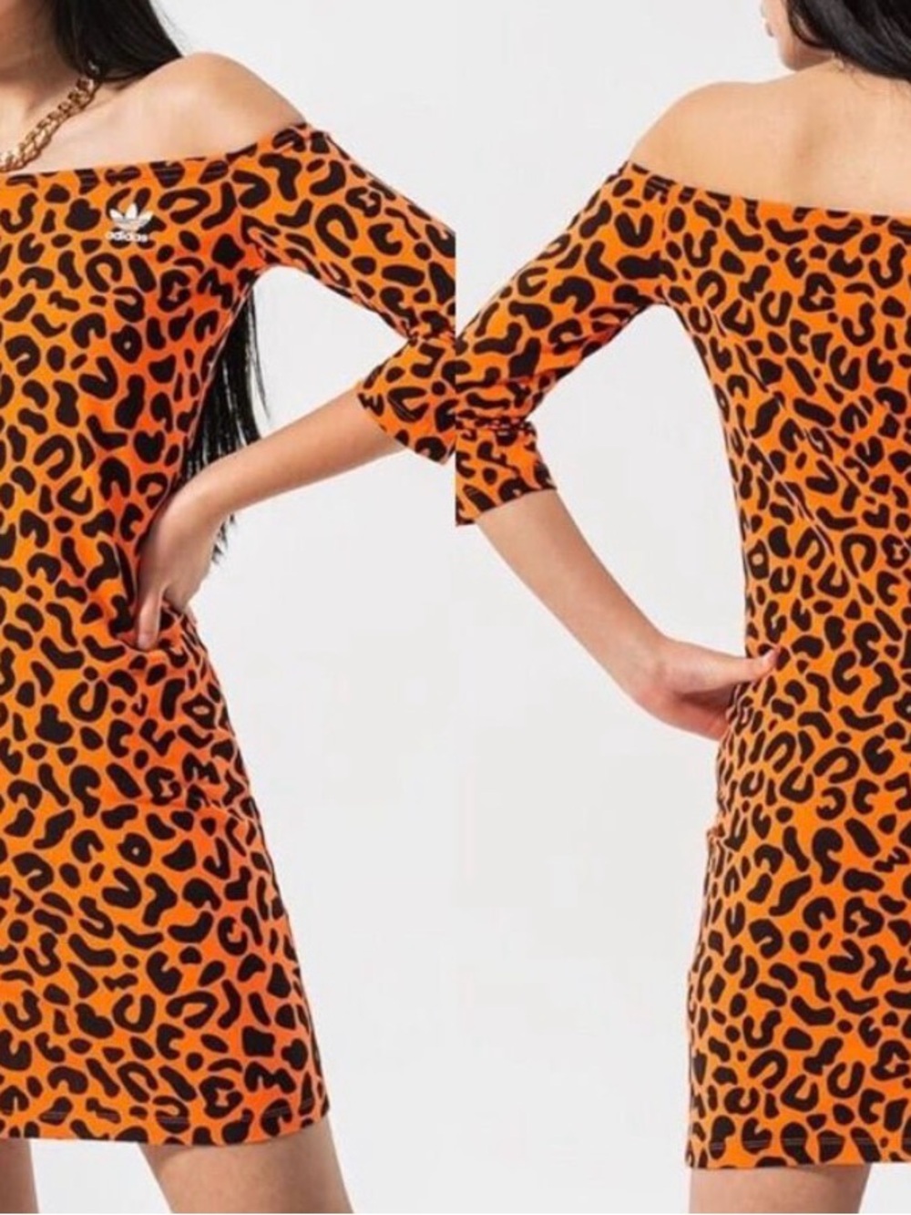 Adidas orange leopard print dress